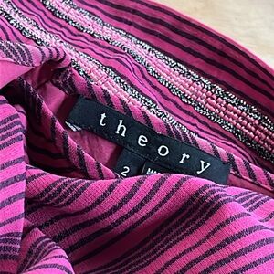 Theory Pink Sially Shift Dress Size 2 Beaded Pockets Strapless 100% Cotton Black